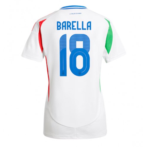 Fotballdrakt Dame Italia Nicolo Barella #18 Bortedrakt EM 2024 Kortermet